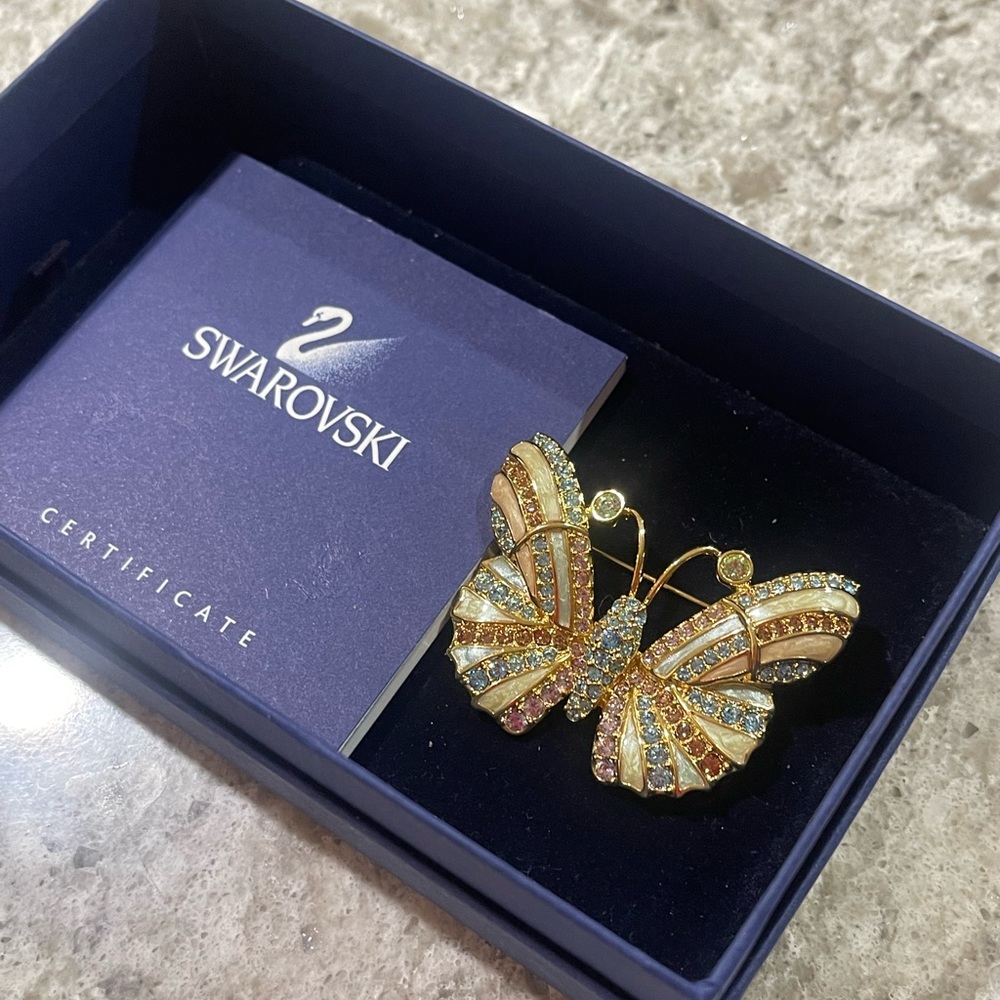Swarovski Crystal butterfly brooch